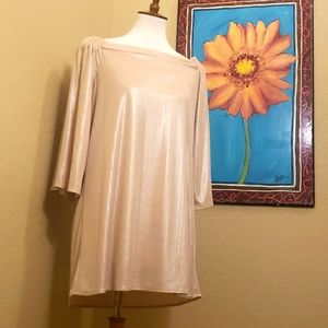 Long Sleeve Metallic Gold Women's Tunic Blouse